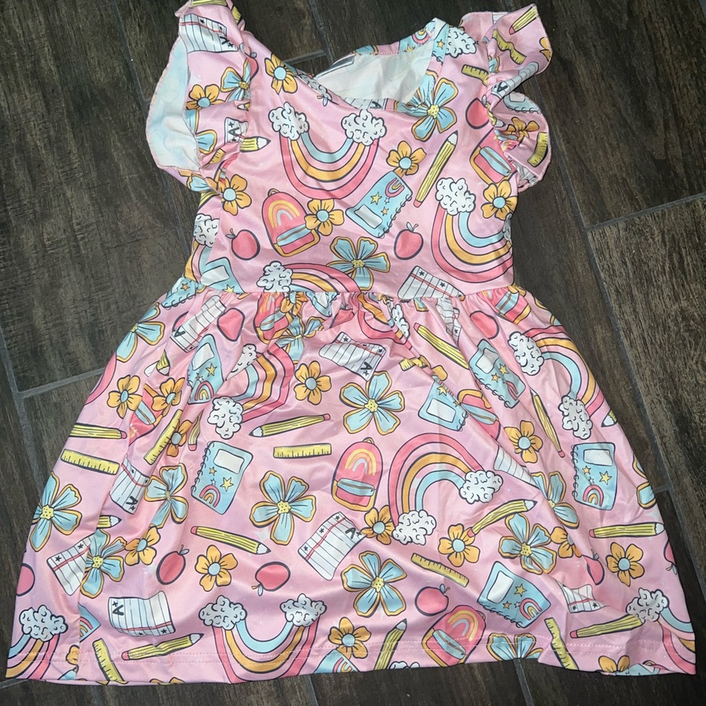 NEW Pink Floral and Rainbow Kids Dress